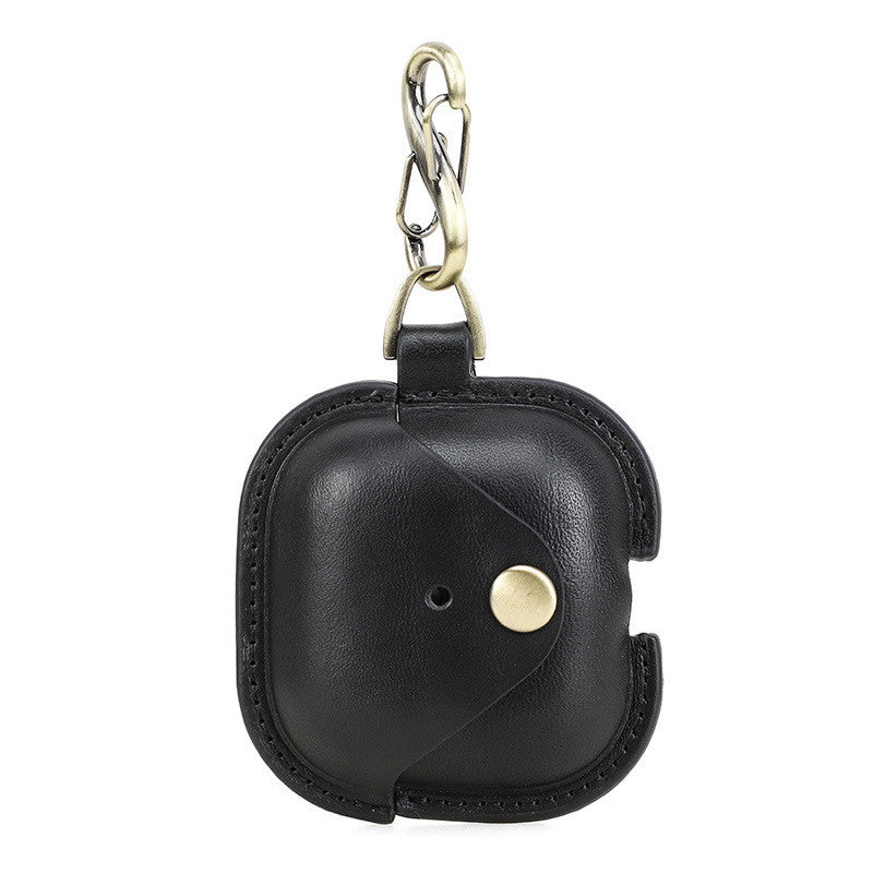 Applicable to the new airpods4 cowhide earphone cover, snap buckle all-inclusive anti-drop Apple 4th generation Bluetooth earphone cover.