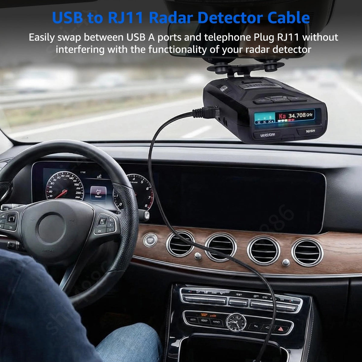 12V USB-C RJ11 Power Cord Cable for Beltronics Valentine One V1 Gen1 Gen2 Radar