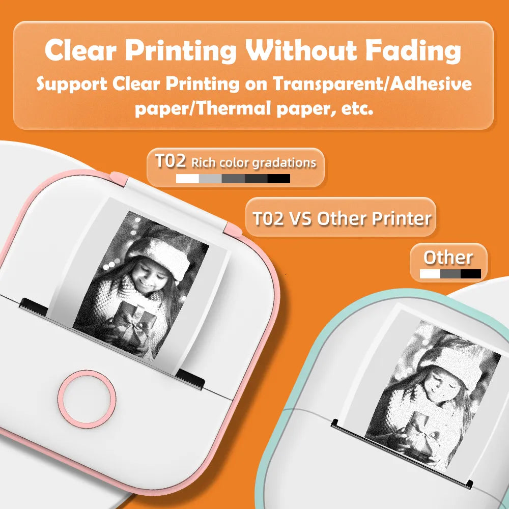 Printers Phomemo T02 Mini Portable Thermal Printing 53Mm Sticker Wireless Inkless Pocket Self Adhesive Label 221220