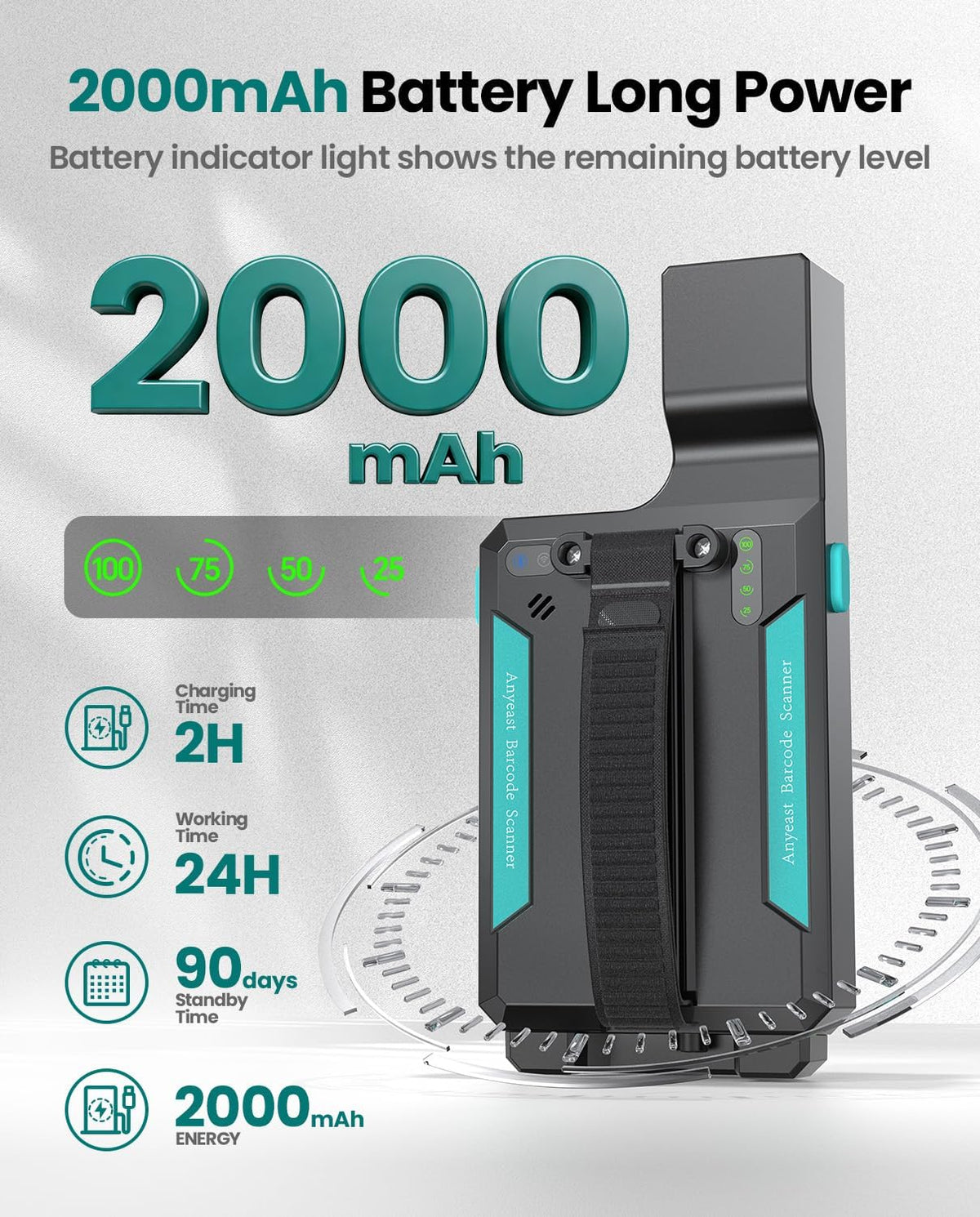 Bluetooth Barcode Scanner Wireless: 2D 1D Scanners  Back ClipUSB Wired and 2.4G QR Bar Code Reader Compatible for UPC ISBN PDF417 Data Matrix for Warehouse Library etc.