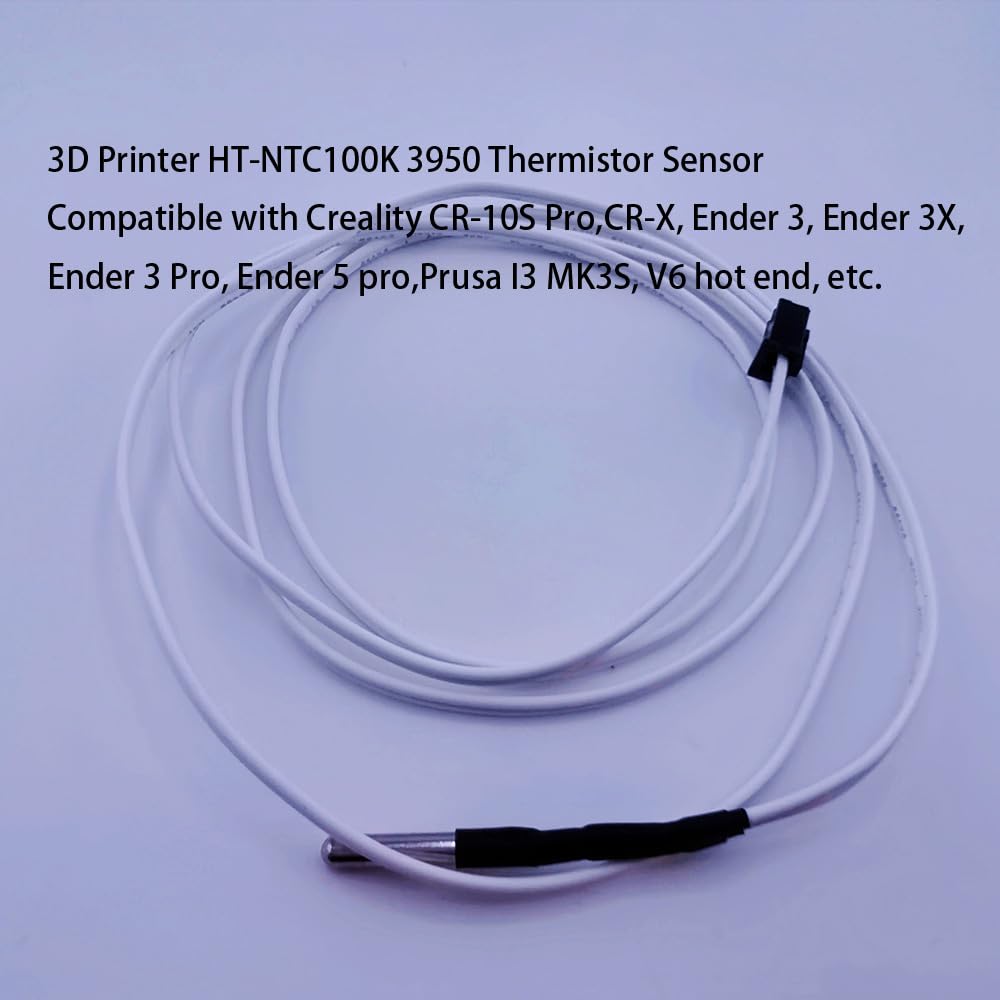 2Pcs 3D Printer Thermistor HT-NTC100K 3950  3x15mm XH2.54 2Pin  for Ender 3/Ender 3 v2/Ender 3 pro/Ender 5/CR10 Series V6