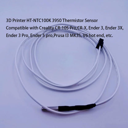 2Pcs 3D Printer Thermistor HT-NTC100K 3950  3x15mm XH2.54 2Pin  for Ender 3/Ender 3 v2/Ender 3 pro/Ender 5/CR10 Series V6