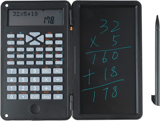 Scientific Calculator Advanced Functions Two Rows LCD Display Writing Tablet Multifunction Desk Calculator Small Size Office School Accountants