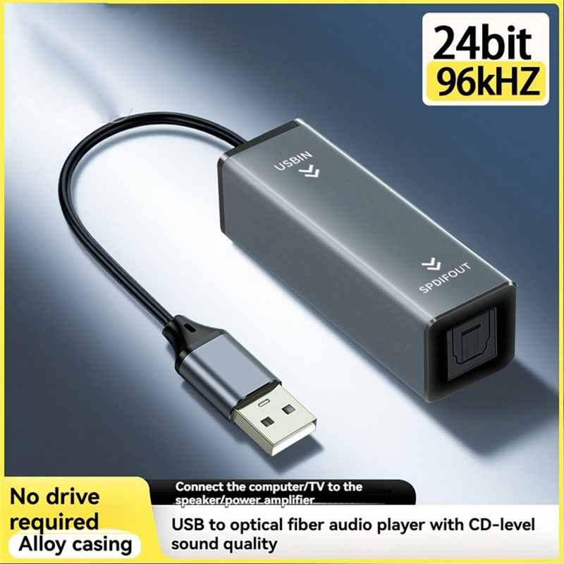 A25P USB To Optical Audio Converter USB To SPDIF Adapter 24Bit/96KHZ Audio Adapter For Connecting Laptop To Soundbar