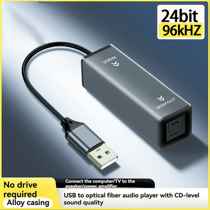 A25P USB To Optical Audio Converter USB To SPDIF Adapter 24Bit/96KHZ Audio Adapter For Connecting Laptop To Soundbar