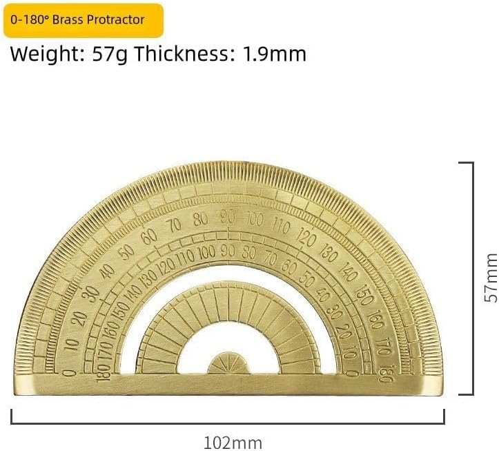 Golden Brass Ruler Set with Isosceles Triangle Protractor and Right Angle Triangle Ruler, for Precision Metal Drafting Tools for Artistic Measuring