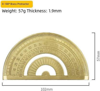 Golden Brass Ruler Set with Isosceles Triangle Protractor and Right Angle Triangle Ruler, for Precision Metal Drafting Tools for Artistic Measuring