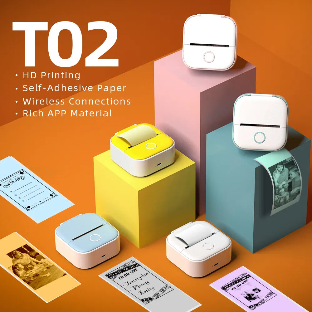 Printers Phomemo T02 Mini Portable Thermal Printing 53Mm Sticker Wireless Inkless Pocket Self Adhesive Label 221220