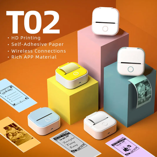 Printers Phomemo T02 Mini Portable Thermal Printing 53Mm Sticker Wireless Inkless Pocket Self Adhesive Label 221220