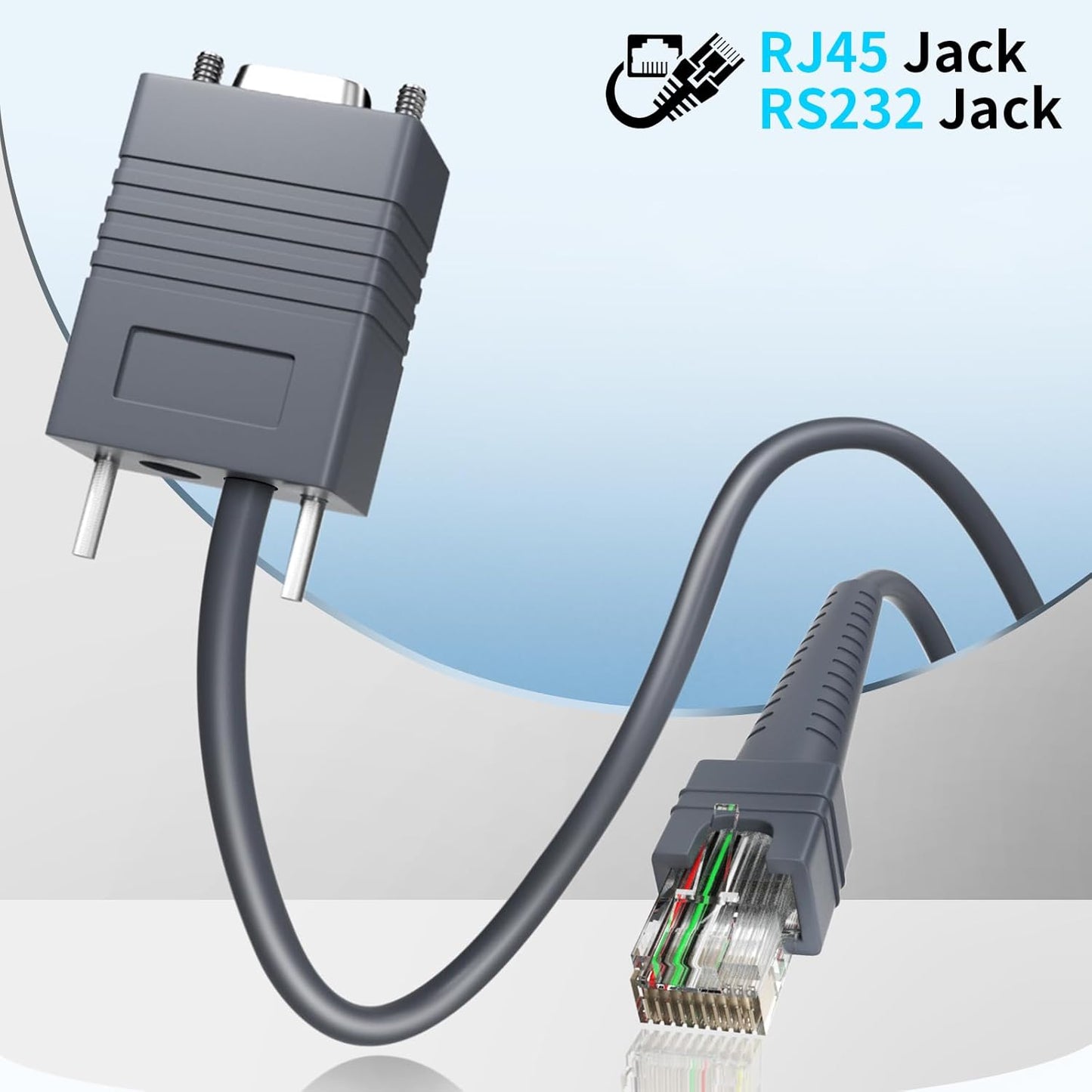 (2PCS) 16.4ft RJ45 to RS232 Barcode Scanner Cable RJ45 for Motorola/Symbol/Zebra DS2208 Cable LS2208 LS4278 LS3578 MC9190-G DS2278SR DS4308 DS6878 DS4208 DS8108 DS8178