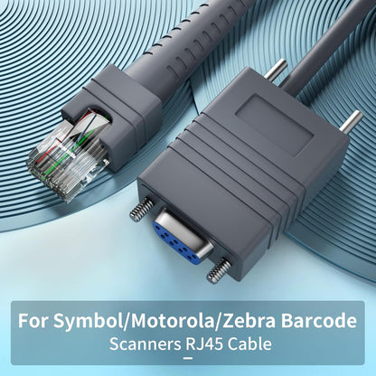 (2PCS) 16.4ft RJ45 to RS232 Barcode Scanner Cable RJ45 for Motorola/Symbol/Zebra DS2208 Cable LS2208 LS4278 LS3578 MC9190-G DS2278SR DS4308 DS6878 DS4208 DS8108 DS8178