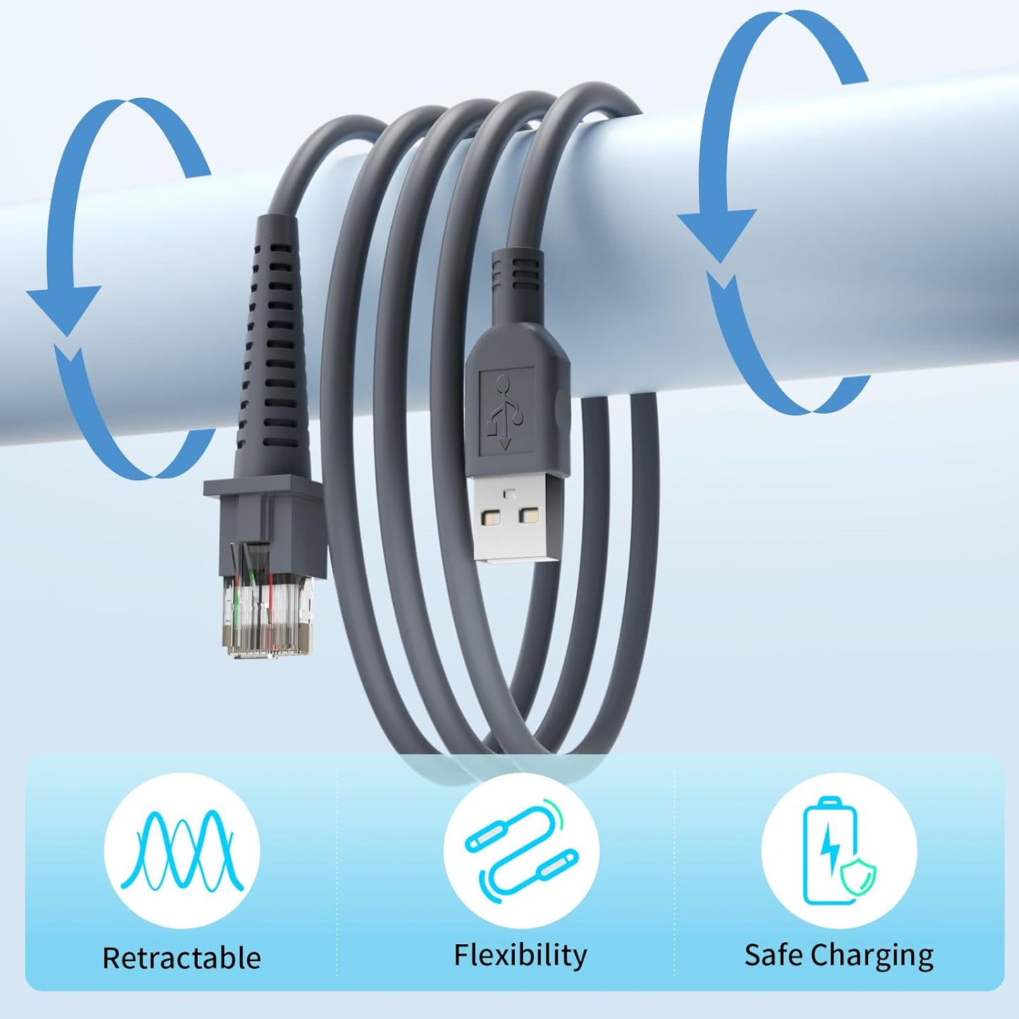 (2PCS) 6ft Barcode Scanner USB Cable GD4130 for Datalogic GD4500 Cable GD4310 GD4300 GD4330 GD4410 GD4430 GD4400 GPS4490 GD4590 GD4590-BK GD4590BK QD2131 QD2430