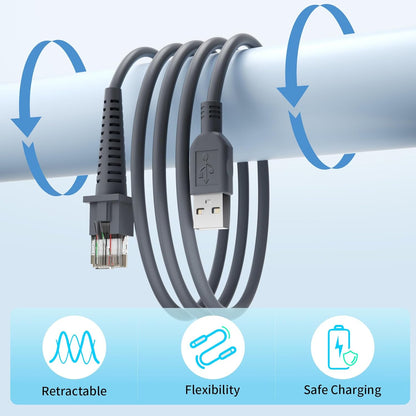 (2PCS) 6ft Barcode Scanner USB Cable GD4130 for Datalogic GD4500 Cable GD4310 GD4300 GD4330 GD4410 GD4430 GD4400 GPS4490 GD4590 GD4590-BK GD4590BK QD2131 QD2430