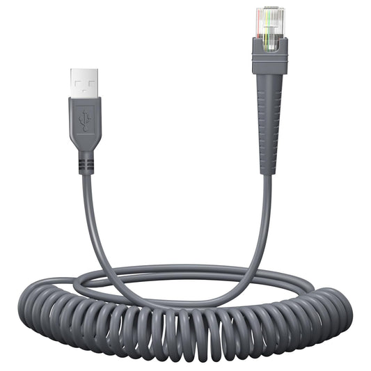 (2PCS) 16.4ft Coiled Scanner Charger Cable for Symbol/Motorola/Zebra DS2208 Cable CBA-U01-S07ZAR LS2208 LS4278 LS3578 DS6878 DS9808 DS4208 DS8108  LI4278 DS9208 USB Cord