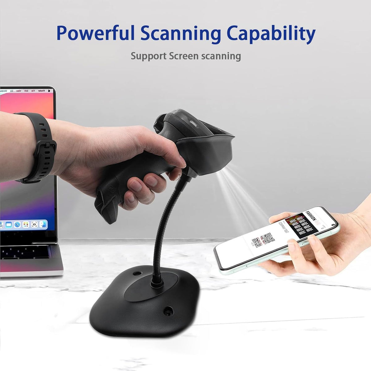 Universal Barcode Scanner Holder Compatible with Zebra Symbol DS4308, DS2208, DS2278, DS4608, DS8108 - PN: 20-71043-04R