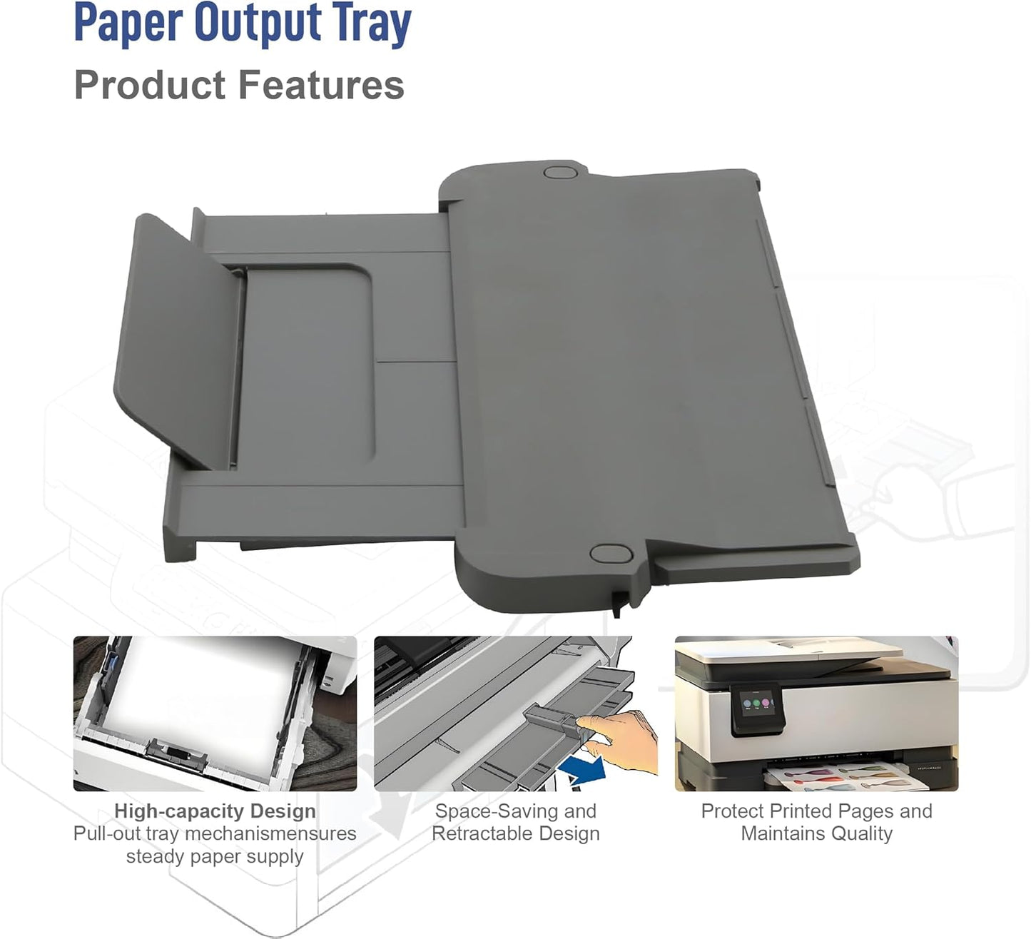 Printers Parts Paper Output Tray Replacement Part Compatible for HP OfficeJet Pro 9010 9012 9015 9016 9018 9019 9110B 9130b 9010E 9013E 9015E 9016E 9018E 9125e