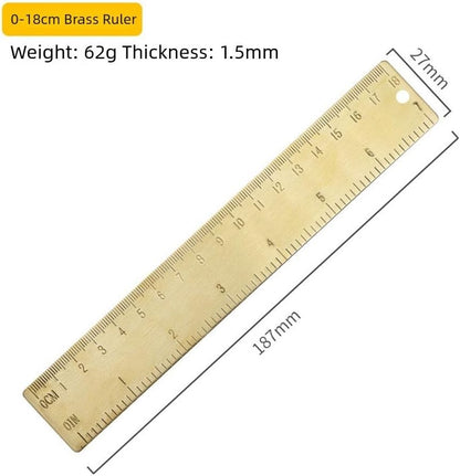 Golden Brass Ruler Set with Isosceles Triangle Protractor and Right Angle Triangle Ruler, for Precision Metal Drafting Tools for Artistic Measuring