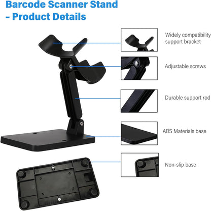 Universal Plastic Scanner Holder, Adjustable Barcode Scanner Stand for Office and Retail Desk Use, Black, Pack of 1