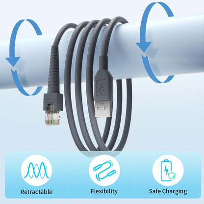 (2PCS) 6.5ft Scanner Charger Cable for Symbol/Motorola DS8108 Scanner Cable LS2208 LS4278 LS3578 DS2208 DS6878 DS9808 DS4208 DS9208 LI4278 USB Cable CBA-U01-S07ZAR