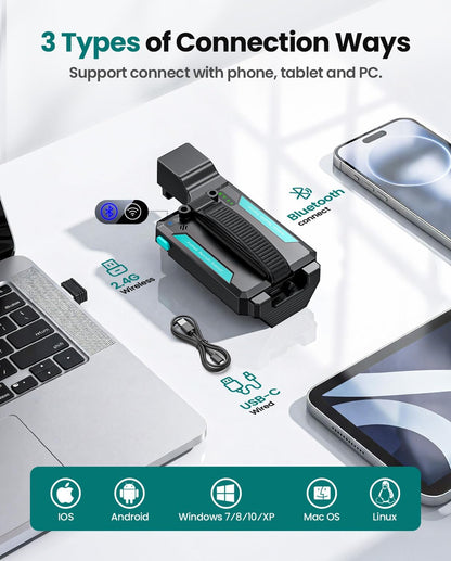 Bluetooth Barcode Scanner Wireless: 2D 1D Scanners  Back ClipUSB Wired and 2.4G QR Bar Code Reader Compatible for UPC ISBN PDF417 Data Matrix for Warehouse Library etc.