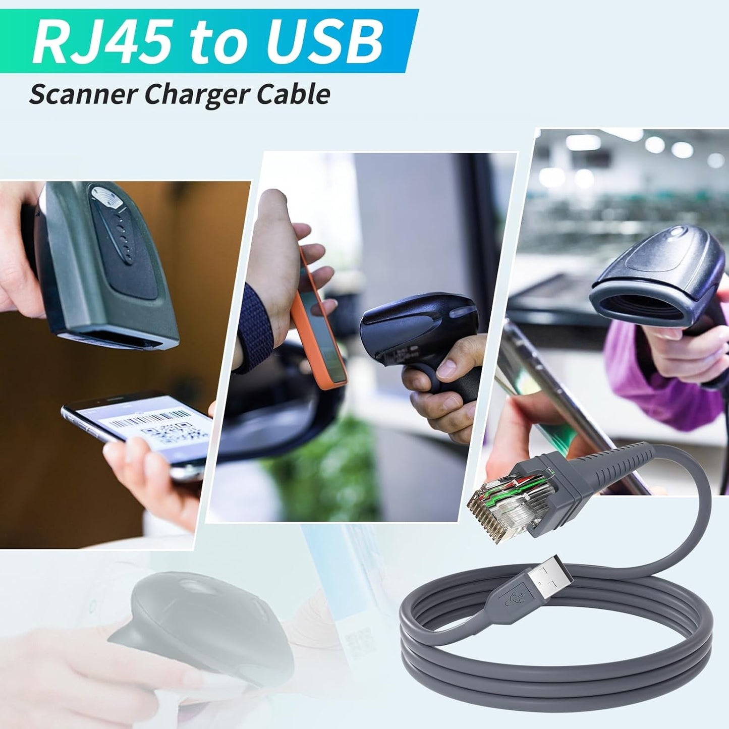 6PCS 6ft Barcode Scanner USB Cable GD4130 for Datalogic Gryphon GD4500 Cable GD4132 GD4310 GD4300 GD4330 GD4410 GD4430 GD4400 GPS4490 QD2100 QD2110 QD2130 QD2131