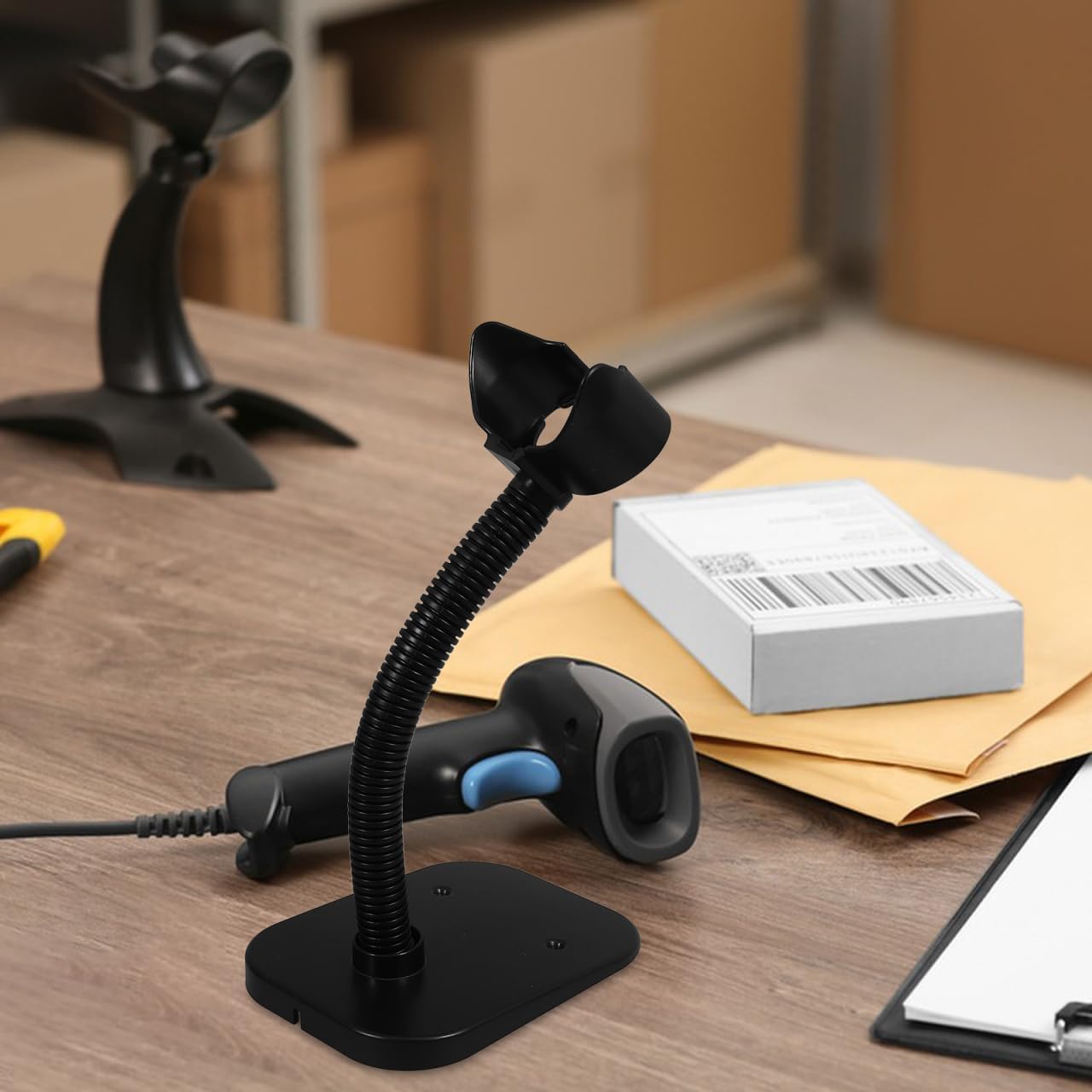 Barcode Scanner Stand Hands Free, Adjustable Scanner Holder HS10 Barcode Scanning Bar-Code Reader Cradle Holder Base for  Retail Store School Library Warehouse