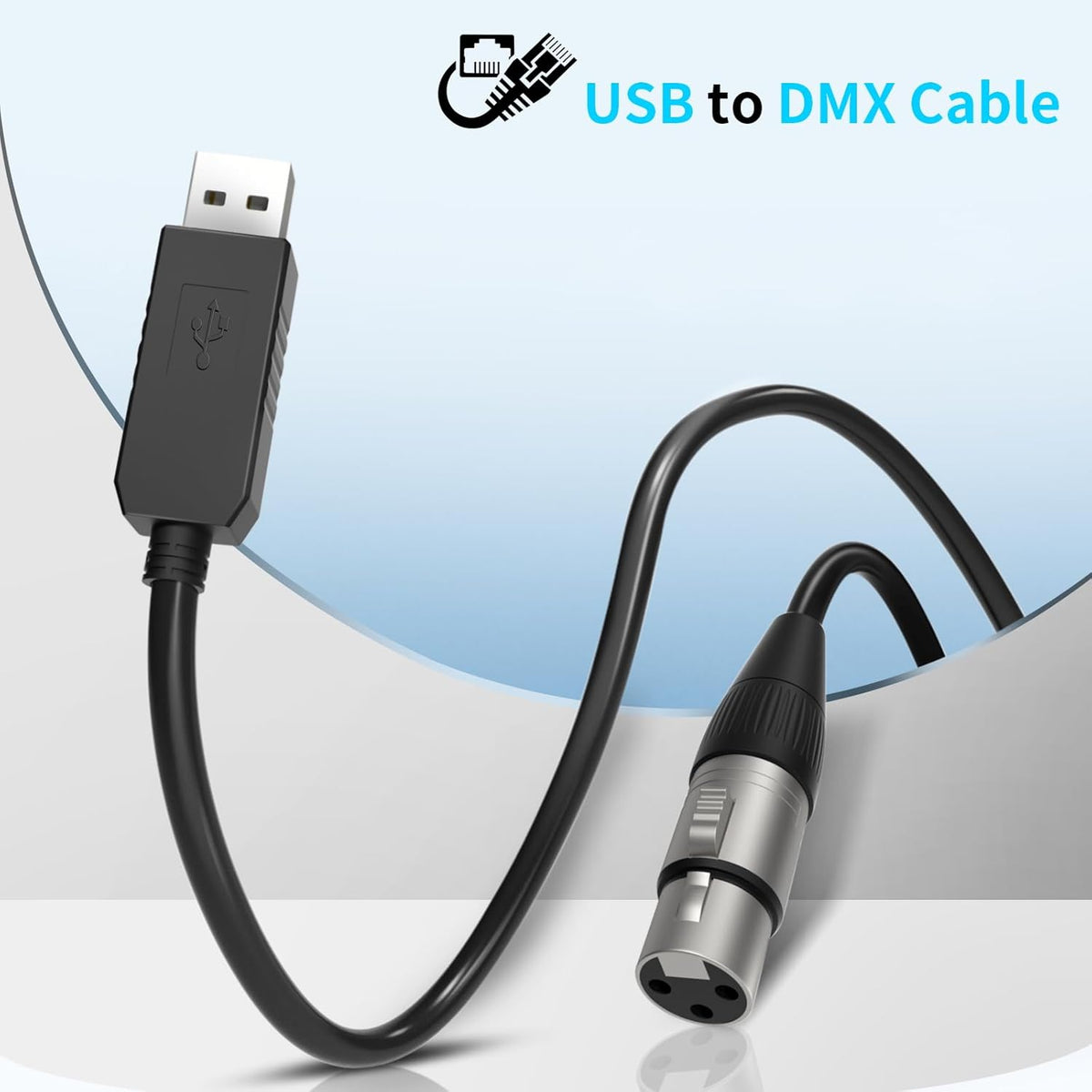(2PCS) 5.9Ft USB to DMX Cable USB to DMX Interface Cable with FTDI Chip for DMX512 Protocol Lighting Equipment DMX Interface Adapter