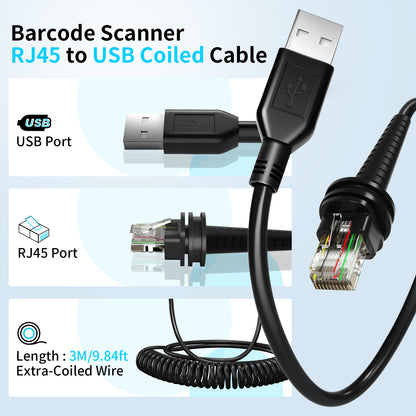 3M USB to RJ45 Cable For Barcode Scanners 1902G-HD 1902G-SR 1470G 1472G 1952G-HD