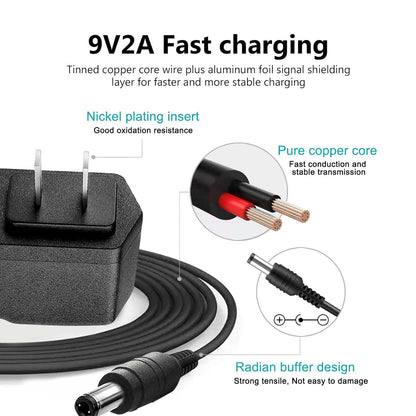 9V 2A AC Power Adapter for Brother P-Touch Label Printers Compatible for PT-D210, PTD220, PT-D200VP, PTH110 - Power Cord Included - Replacement for Brother AD-24, AD-24ES, AD-20