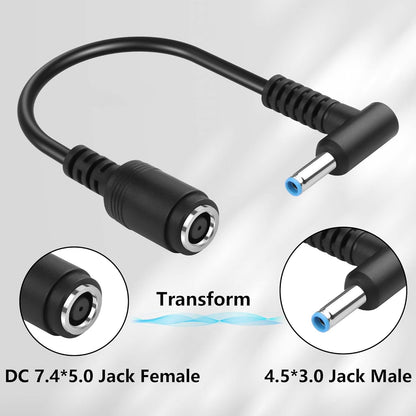 4 PCS 7.4x5.0mm to 4.5x3.0mm Ac Power Cord Charger Laptop Adapter Tip Connector for HP Stream Spectre Pavilion Envy EliteBook Split Chromebook EliteBook Folio