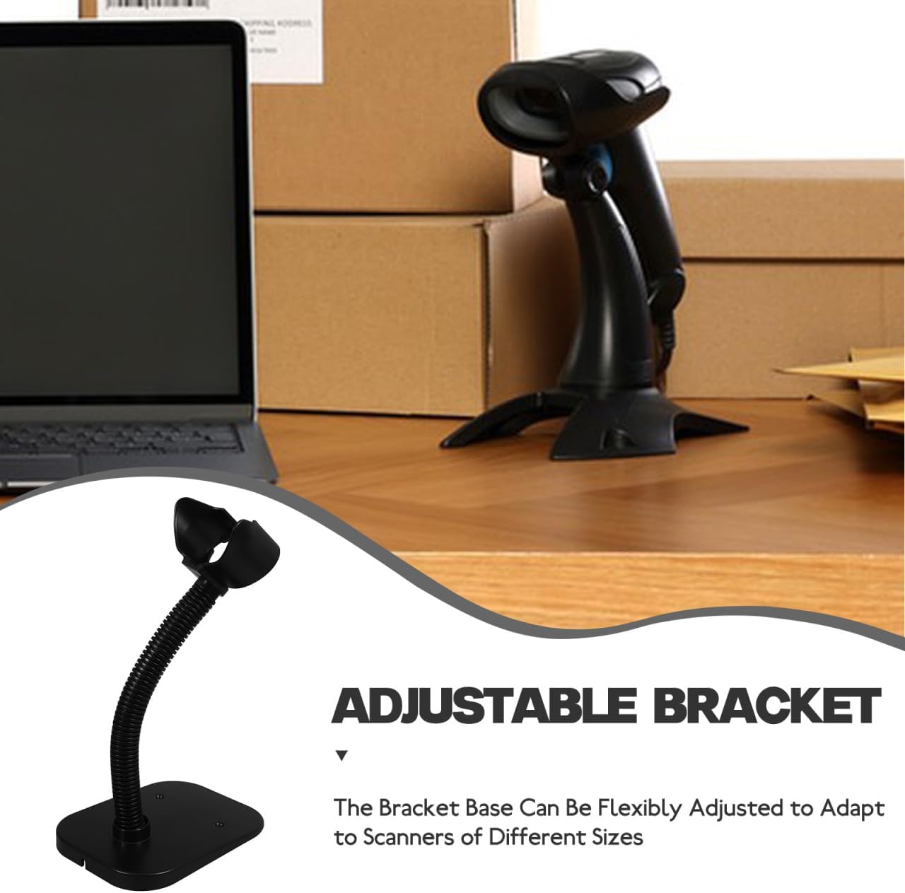 Barcode Scanner Stand Hands Free, Adjustable Scanner Holder HS10 Barcode Scanning Bar-Code Reader Cradle Holder Base for  Retail Store School Library Warehouse