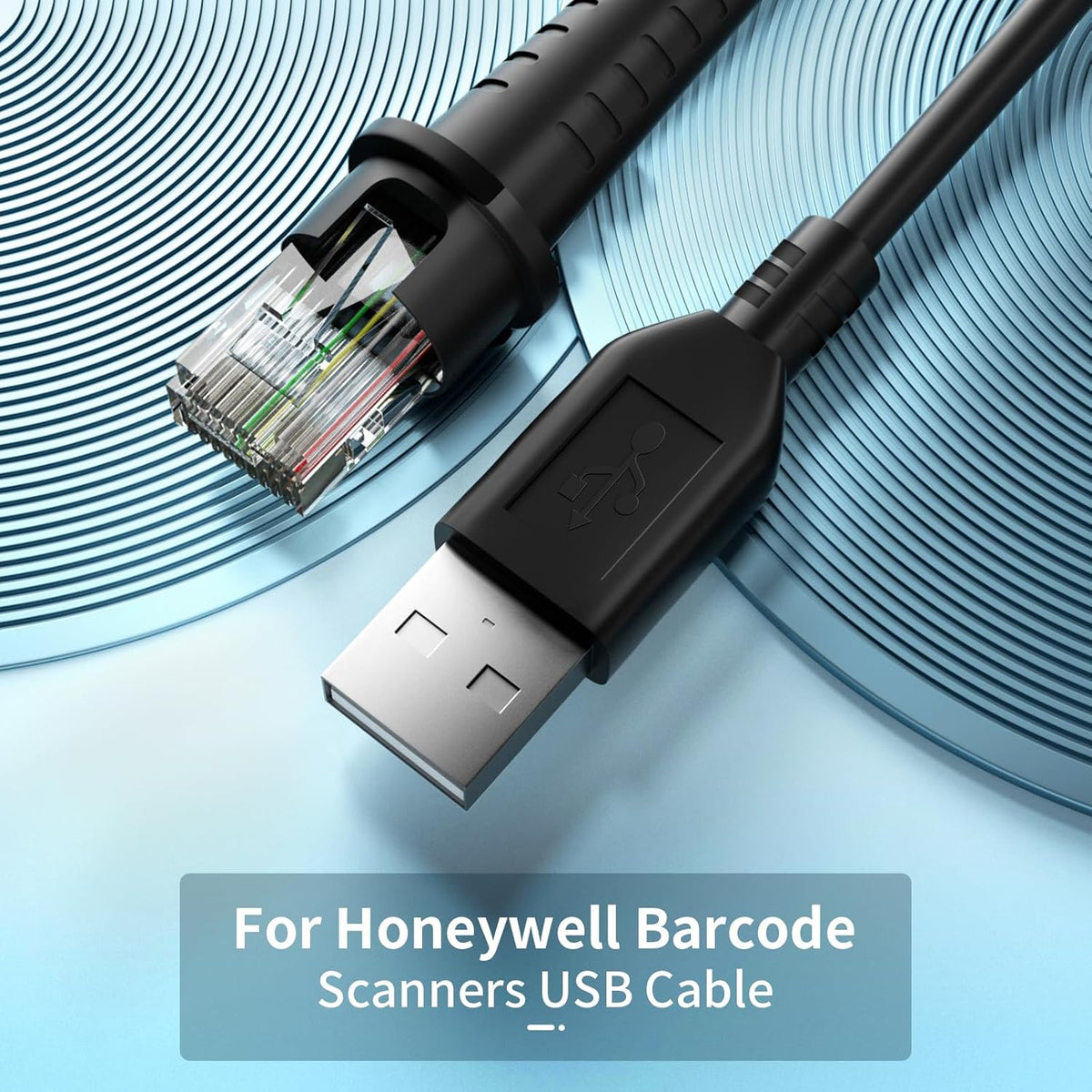 (2PCS) 9.84ft Scanner Cable for Honeywell MS9520 MS5145 MS1690 MS1890 MS9524 MS9535 MS9540 MK9540 MS9541 MS9544 MS9590 MS9590i Fusion MS3780 USB Coiled Cable