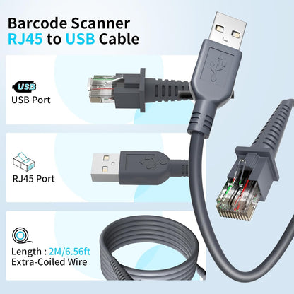 (2PCS) 6ft Barcode Scanner USB Cable GD4130 for Datalogic GD4500 Cable GD4310 GD4300 GD4330 GD4410 GD4430 GD4400 GPS4490 GD4590 GD4590-BK GD4590BK QD2131 QD2430