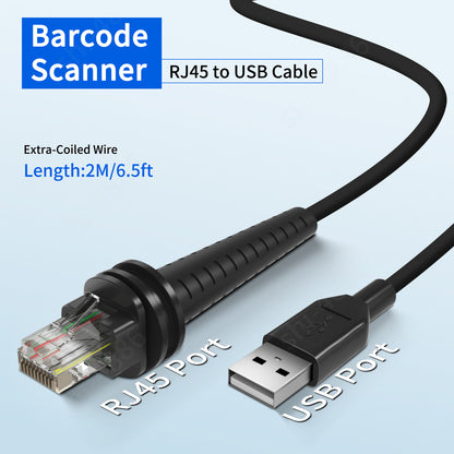 2M New Barcode Scanner Cable For Datalogic CAB-550 2M Type A USB to RJ45 Straight