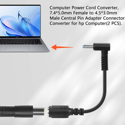 4 PCS 7.4x5.0mm to 4.5x3.0mm Ac Power Cord Charger Laptop Adapter Tip Connector for HP Stream Spectre Pavilion Envy EliteBook Split Chromebook EliteBook Folio