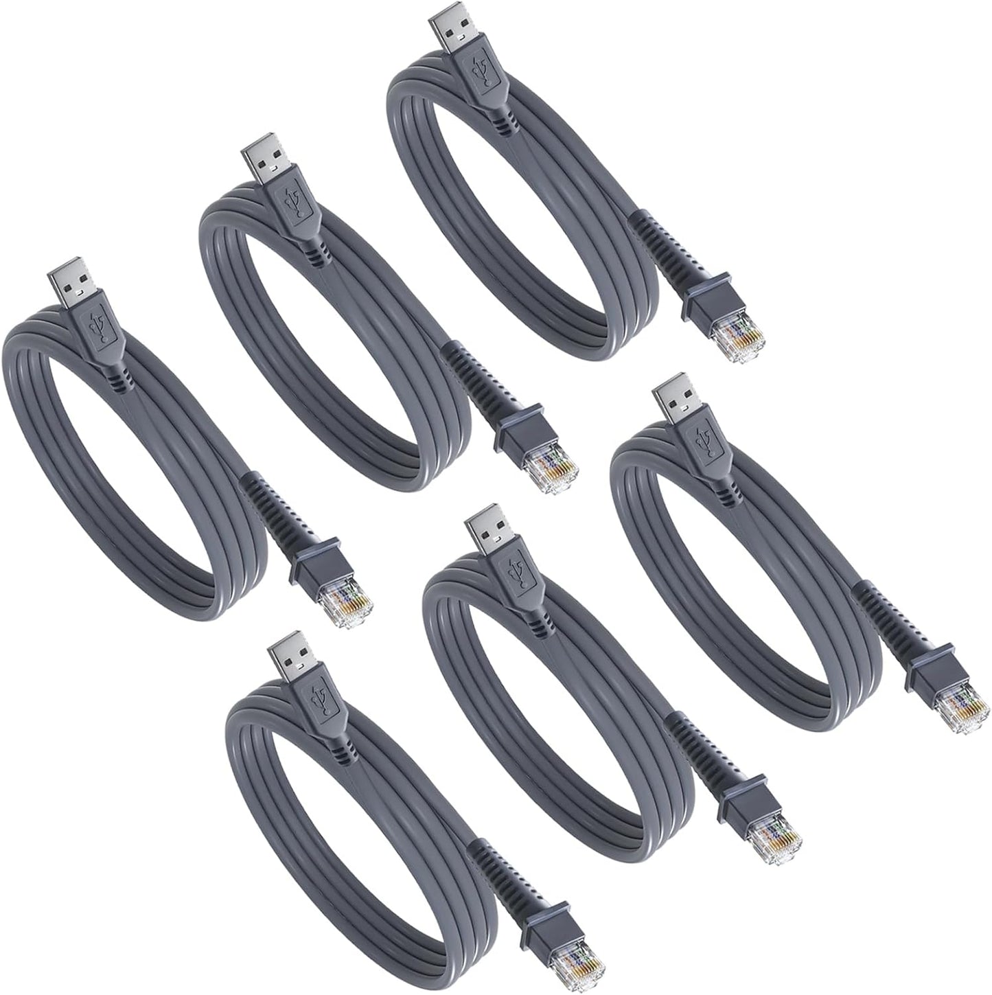 6PCS 6ft Barcode Scanner USB Cable GD4130 for Datalogic Gryphon GD4500 Cable GD4132 GD4310 GD4300 GD4330 GD4410 GD4430 GD4400 GPS4490 QD2100 QD2110 QD2130 QD2131