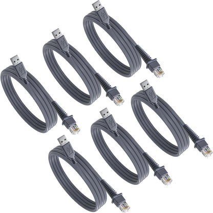 6PCS 6ft Barcode Scanner USB Cable GD4130 for Datalogic Gryphon GD4500 Cable GD4132 GD4310 GD4300 GD4330 GD4410 GD4430 GD4400 GPS4490 QD2100 QD2110 QD2130 QD2131