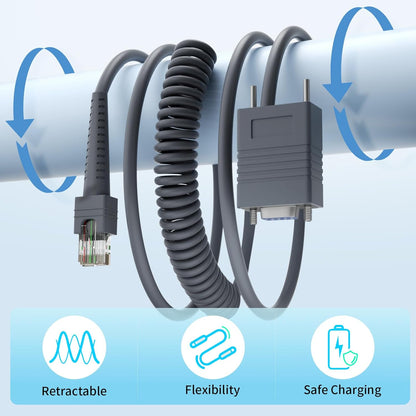 (2PCS) 16.4ft RJ45 to RS232 Barcode Scanner Cable RJ45 for Motorola/Symbol/Zebra DS2208 Cable LS2208 LS4278 LS3578 MC9190-G DS2278SR DS4308 DS6878 DS4208 DS8108 DS8178