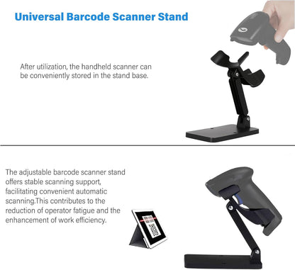 Universal Plastic Scanner Holder, Adjustable Barcode Scanner Stand for Office and Retail Desk Use, Black, Pack of 1