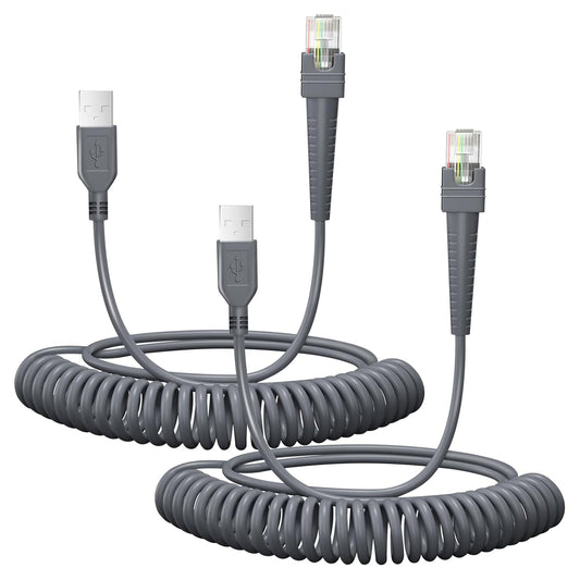 (2PCS) 9.84ft Coiled Scanner Charger Cable for Symbol/Motorola DS9208 USB Cable CBA-U01-S07ZAR LS2208 LS4278 LS3578 DS2208 DS6878 DS9808 DS8108 DS8178  LI4278 USB Cord