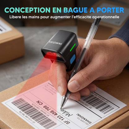 2D Ring Barcode Scanner Ring  Finger 1D 2D Mini Bar Code Reader Scanner Bluetooth N 2.4G Wireless N USB Wired Connection, Left N Right Hand Wearable with Android,iOS,iPhone