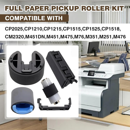Full Paper Pickup Roller Kit Compatible for HP Printer CP2025 CP1210 CP1215 CP1515 CP1525 CP1518 CM2320 M451DN M475 M476