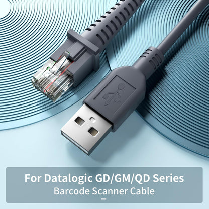 (2PCS) 6ft Barcode Scanner USB Cable GD4130 for Datalogic GD4500 Cable GD4310 GD4300 GD4330 GD4410 GD4430 GD4400 GPS4490 GD4590 GD4590-BK GD4590BK QD2131 QD2430