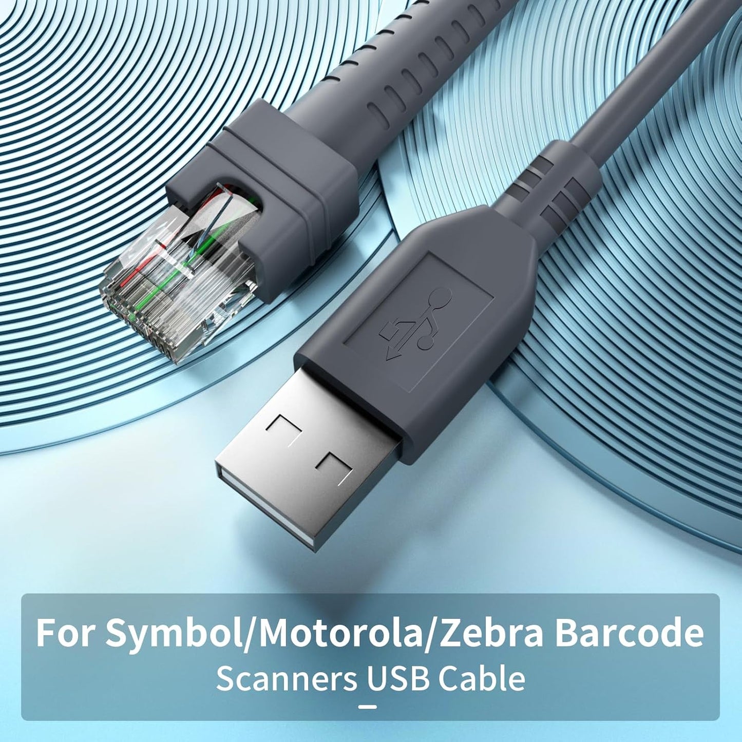 (2PCS) 6.5ft Scanner Charger Cable for Symbol/Motorola DS8108 Scanner Cable LS2208 LS4278 LS3578 DS2208 DS6878 DS9808 DS4208 DS9208 LI4278 USB Cable CBA-U01-S07ZAR