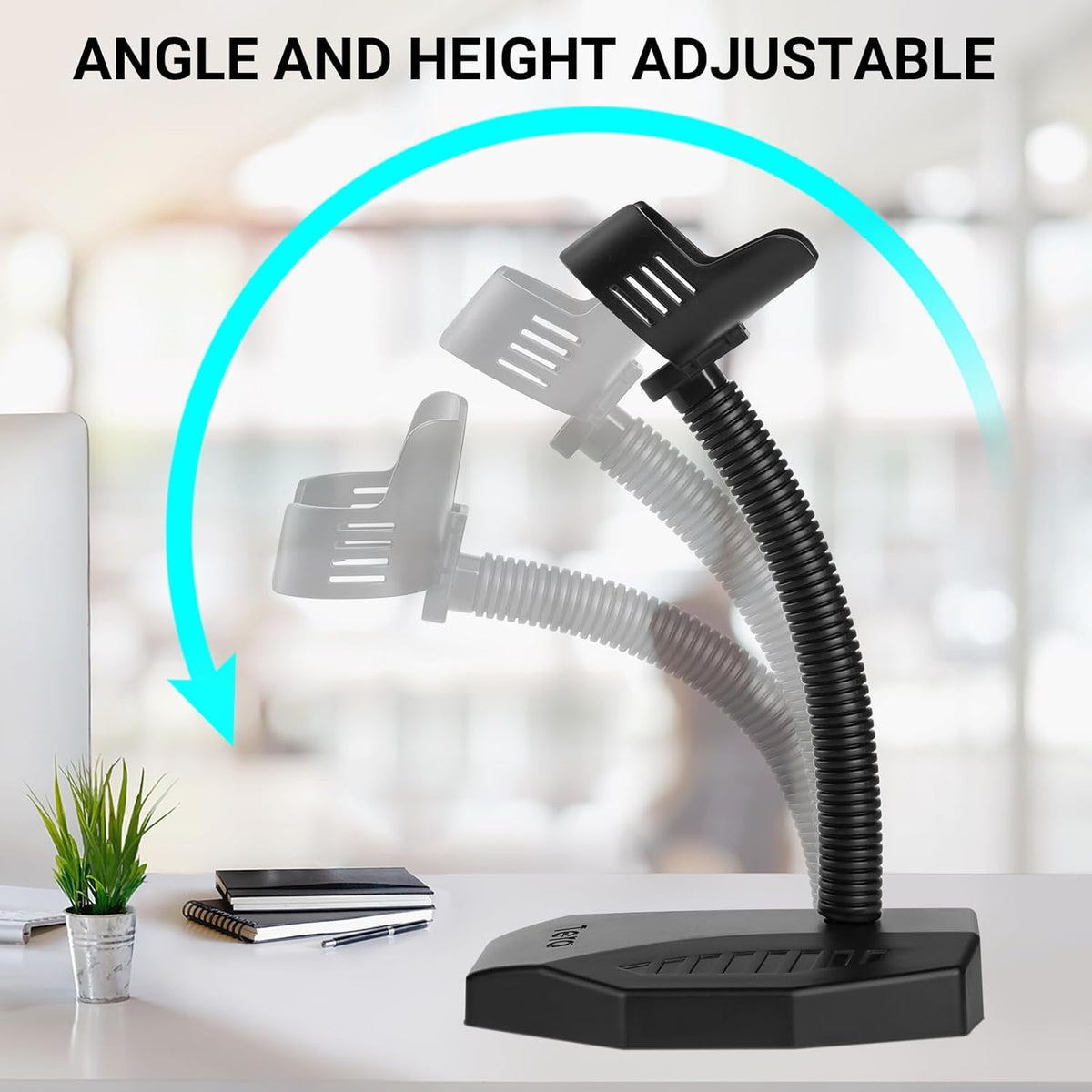 Universal Barcode Scanner Stand  Bar-Code Reader Holder Base Height Adjustable Head for Supermarket Retail Store School Library Logistic Warehouse
