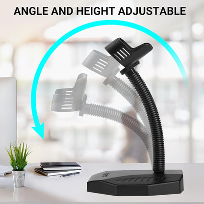 Universal Barcode Scanner Stand  Bar-Code Reader Holder Base Height Adjustable Head for Supermarket Retail Store School Library Logistic Warehouse