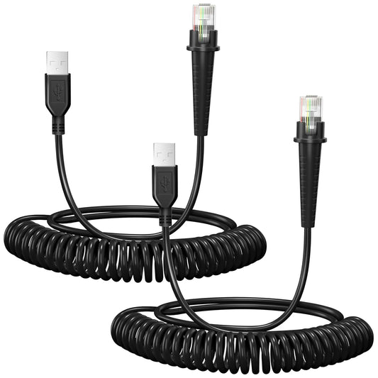 (2PCS) 9.84ft Scanner Cable for Honeywell MS9520 MS5145 MS1690 MS1890 MS9524 MS9535 MS9540 MK9540 MS9541 MS9544 MS9590 MS9590i Fusion MS3780 Cord  USB Cable Coiled Cord