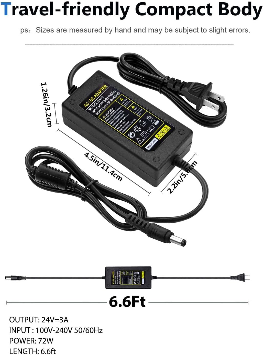 24V AC DC Power Supply Adapter Replacement for Fujitsu Scanner fi-7160 fi-7180 fi-7260 fi-7280 Fi-5120C Fi-5220 Fi-5530C Fi-5530C2 6110 6130 6140 Scanner Charger Cable Cord