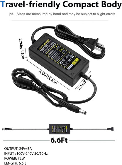 24V AC DC Power Supply Adapter Replacement for Fujitsu Scanner fi-7160 fi-7180 fi-7260 fi-7280 Fi-5120C Fi-5220 Fi-5530C Fi-5530C2 6110 6130 6140 Scanner Charger Cable Cord