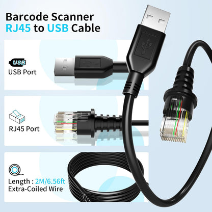 Barcode Scanner Cable for Honeywell MS9520 MS5145 MS1690 MS1890 MS9524 MS9535 Voyager MS9540 MK9540 MS9541 MS9544 MS9590 MS9590i Fusion MS3780